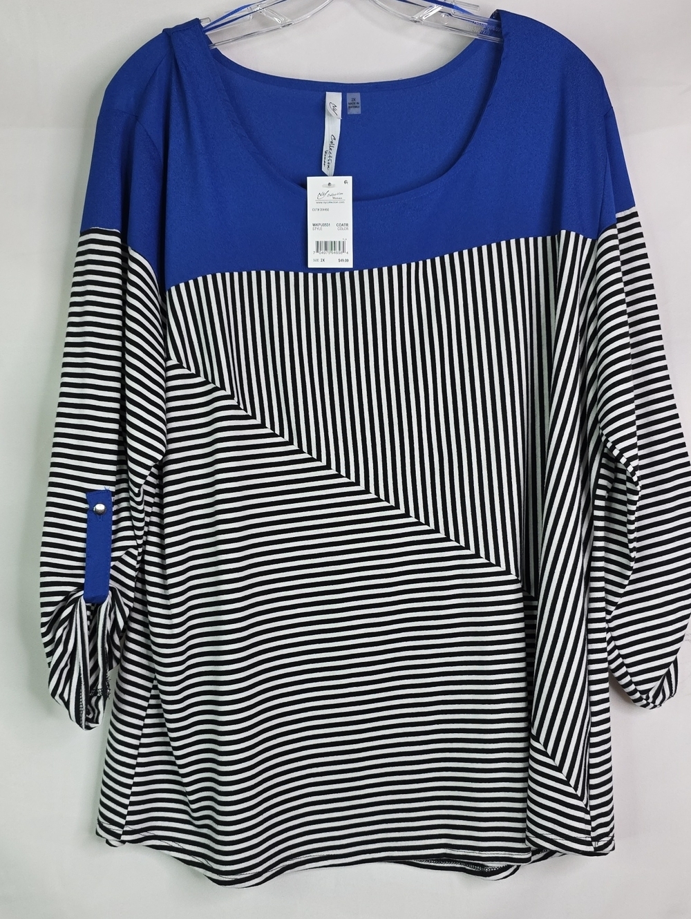 NY COLLECTION PLUS SIZE 2X STRIPED TOP‎ BLOUSE